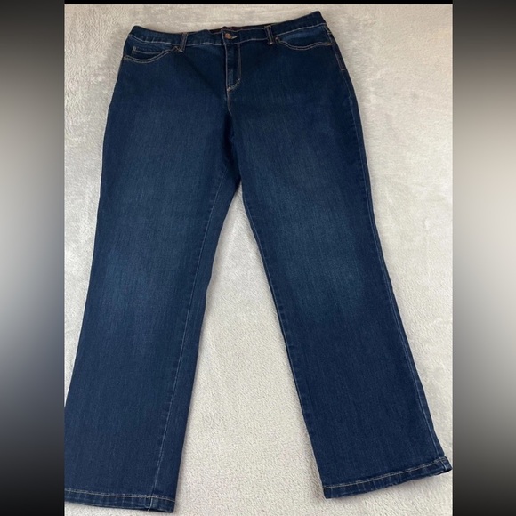 Gloria Vanderbilt Amanda 2.0 womens blue denim dark wash slim leg jeans size 16 - Picture 1 of 10
